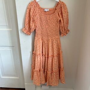 Ivy City Co Peach Floral Kids Dress